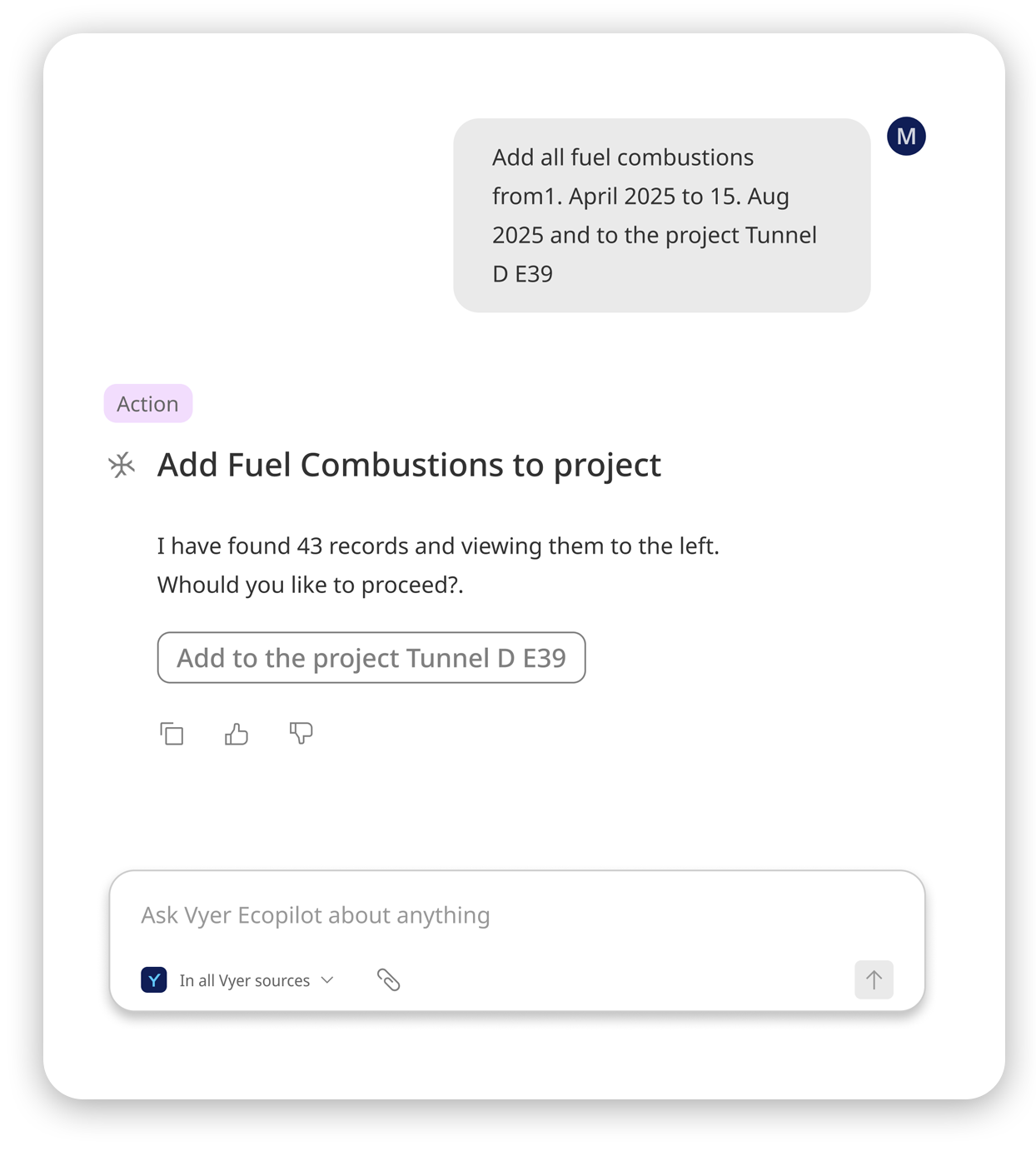 Screenshot of AI tools in Vyer.eco