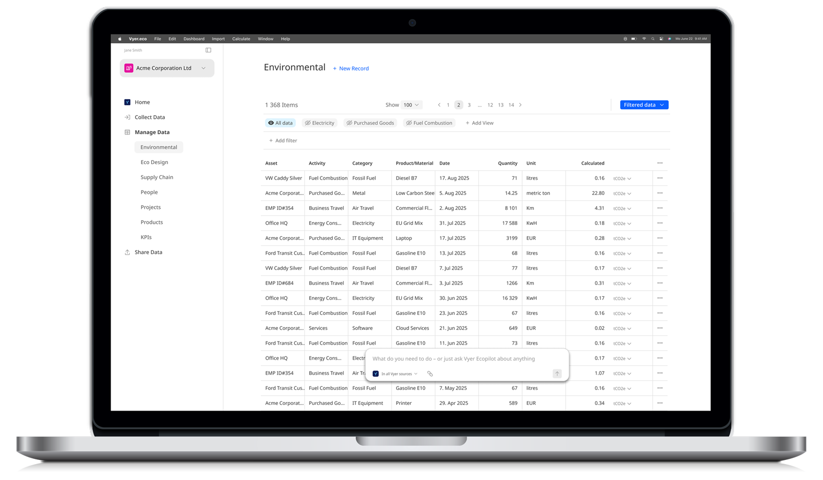 Laptop with Vyer User Interface